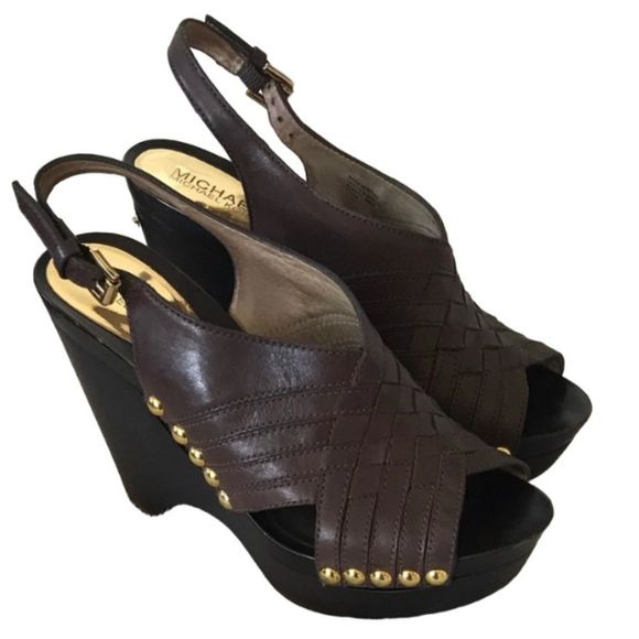 Michael Kors Brown Wedge Sandals - Picture 1 of 7